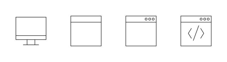 Computer and web interface line icons set