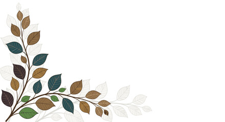 an artistic illustration of a tree branch with leaves in autumnal colors.