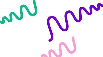 Wall Mural - Animated colorful decorative wavy lines is drawn. Linear multicolor background. Looped video. Vector illustration isolated on white background.