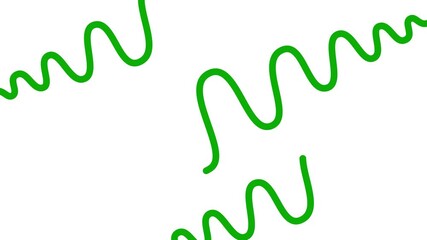 Wall Mural - Animated green decorative wavy lines is drawn. Linear background. Looped video. Vector illustration isolated on white background.

