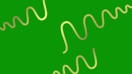 Wall Mural - Animated golden decorative wavy lines is drawn. Linear background. Looped video. Vector illustration isolated on green background.