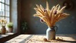 © Татьяна Кондратенко - Dried wheat flowers in decorative vase on rustic wooden table