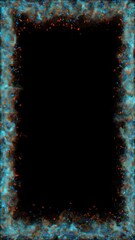 Wall Mural - Double Color Fire Frame Flame and Red Ember Particles, Inferno loop frame transparent video, vertical social media motion background