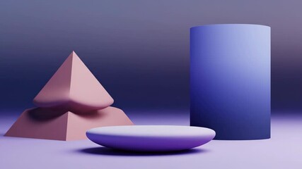 Wall Mural - abstract geometric shapes with soft gradients in dusk tones, slowly morphing in a seamlessly looping