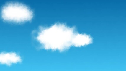 Wall Mural - Cartoon clouds in blue sky seamless animation  
