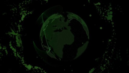 Wall Mural - Green digital earth globe seamless loop animation  
