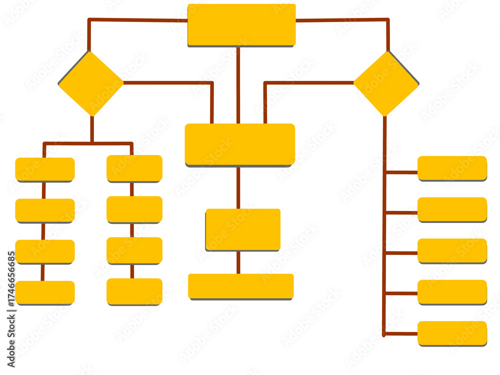 Business flowchart with yellow theme. Industrial workflow concept ...