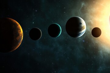 Wall Mural - Visual representation of the solar system featuring planets in their orbits around the sun