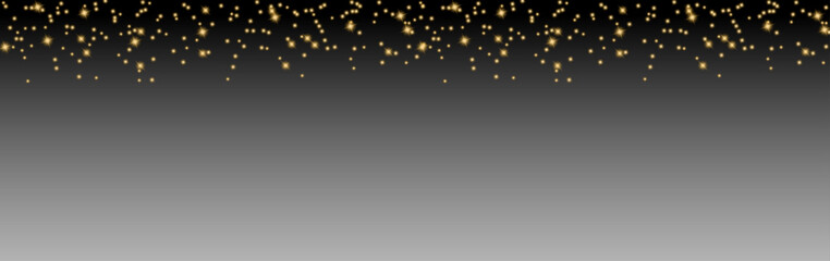 Wall Mural - Golden glowing stars forming a sparkling border on a dark gradient background. Vector illustration for festive, elegant, and decorative holiday or luxury designs