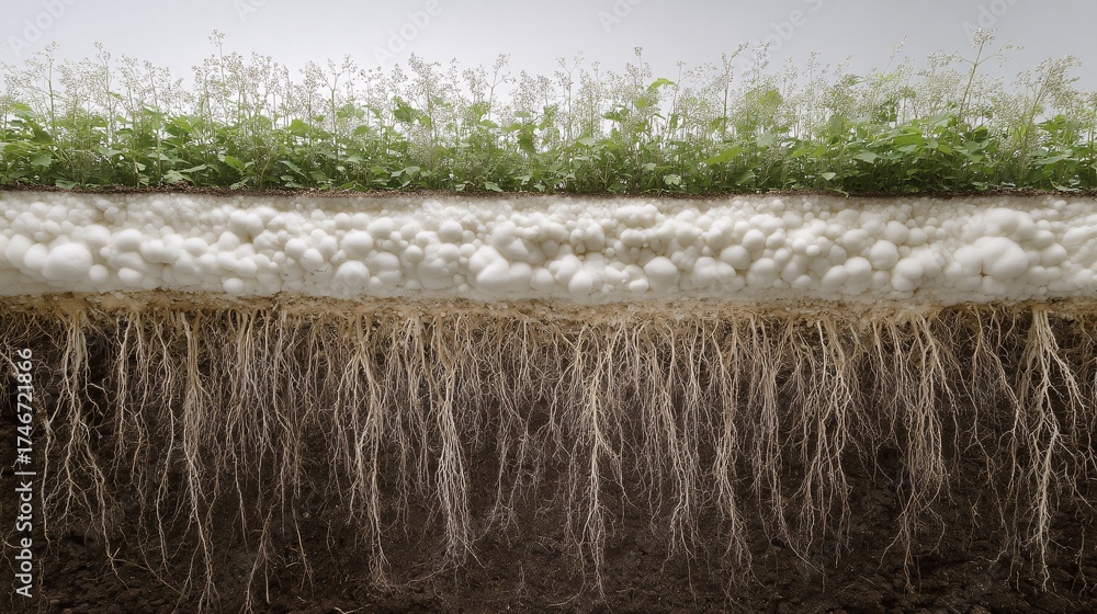 Root Zone Material image of tree roots in soil with visible white mineral nodules ...