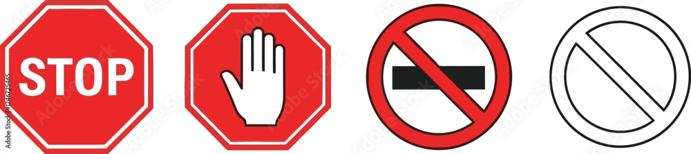 Prohibit Stop Sign stop sign and prohibition symbol vector for safety instructions warning ...