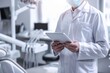 © Elena - Dentist in White Coat Reviewing Patient Records on Tablet