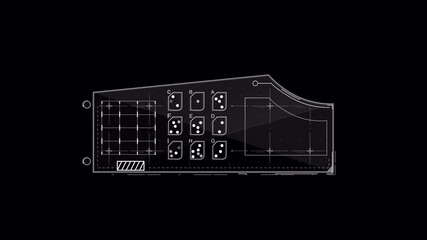 Wall Mural - Futuristic Blueprint of Digital Interface with Data Points and Grid System