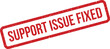 © Mahmud - Distressed red rubber stamp graphic confirming a resolved issue within a technical support system or service