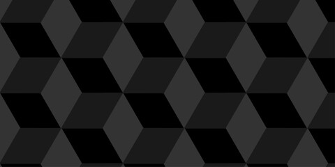 Wall Mural - Structure box minimal black abstract cube square geometric tile hexagon mosaic wall grid wallpaper. black and gray geometric block cube isometric mosaic texture background.