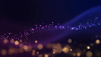 Wall Mural - Abstract Particle Wave Background - This video features a dark background with streams of purple and gold particles flowing across the scene.