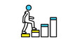 © Johanna - Isolated icon of a person ascending a graph, steps, stair to career progress, success, goal achievement