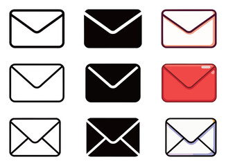 Wall Mural - Envelope Mail Icon Set - Outline, Solid, and Colorful Vector Symbol of Email, Communication, and Postal Service