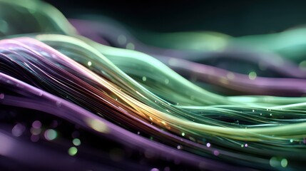 Wall Mural - Flowing Streams of Data in Vibrant Purple and Green Colors