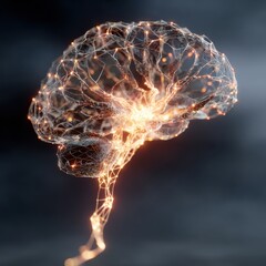 Wall Mural - Digital Visualization of a Glowing Neural Brain Structure
