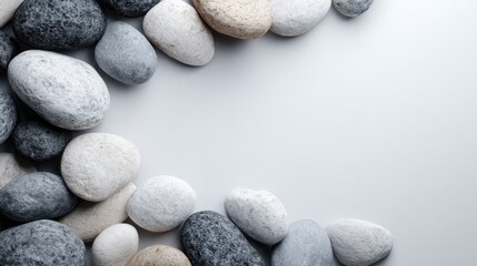 Wall Mural - Smooth Gray and White Stones on a Light Background Photorealistic Shot
