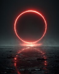 Canvas Print - Glowing Abstract Portal with Swirling Effects in Dark Environment