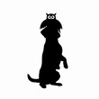 © shadhonchandra - Silhouette vector graphic of a dog standing tall with an owl perched on its head