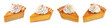 © STOCK AI - Delicious slices of festive pumpkin pie topped with creamy whipped cream and a sprinkle of cinnamon, presented as a PNG set with transparent background