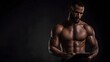 © Thares2020 - Muscular man with beard holding a clipboard and pen in a dark studio with dramatic lighting