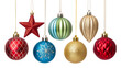 © PNG King - Assortment of Festive Ornaments Hanging Against White Background