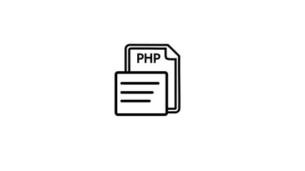 PHP file icon with lines representing code on white background document.