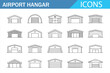 © MDSUMON - Aircraft Hangar Outline Icons - Vector Set for Aviation Infrastructure