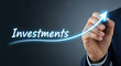 © Mehboob - Hand drawing investment growth chart with upward arrow screen