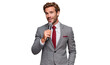 © The Stock Guy - Handsome male presenter with microphone smiling, isolated on transparent background