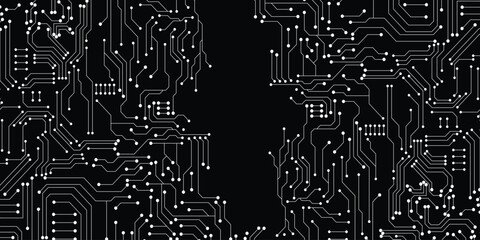 Circuit board black and white vector background 