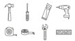 © djazulia - Outlined Tools Hammer Screwdriver Saw Drill Tape Measure Wrench Wood