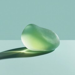 Wall Mural - Soft Green Matte Sea Glass with Smooth Surface on Light Background