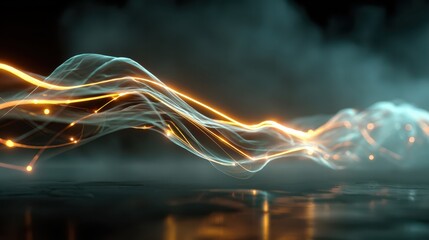 Wall Mural - Abstract Representation of Complex Algorithmic Flow with Light Streaks