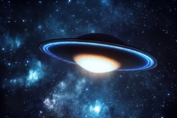 Wall Mural - Stunning view of Saturn with glowing rings in deep space