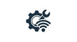 © waqar Khan - Gear, wrench, and wifi icon symbol of technical support, maintenance, repair, and internet connection