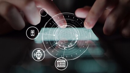 Wall Mural - Online banking and digital banking innovation combining finance and technology, optimizing online banking systems, mobile banking services, and fintech for seamless experience. Funnel