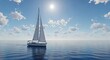 © MDRifat - Serene white sailboat glides across tranquil blue ocean under a