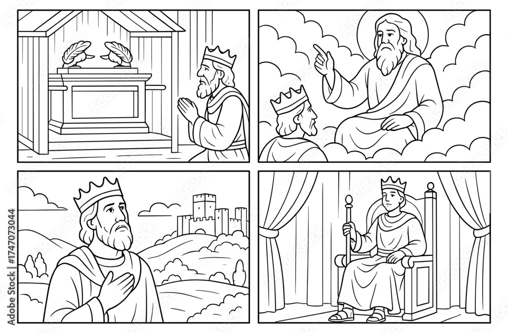 Biblical scenes in comic panels depicting covenant themes for religious ...