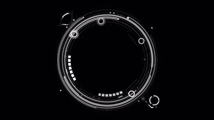 Wall Mural - Futuristic HUD Interface: Animated Digital Circle Elements on Black