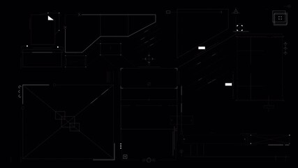 Wall Mural - Futuristic HUD Interface: Dynamic Digital Display with Geometric Shapes and Data Flow