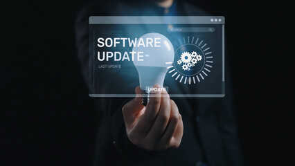 Wall Mural - Knowledge upgrade and software update, digital skills improvement, competitive advantage, continuous learning, and staying up to date with latest technology and software trends. Elide
