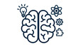 © Maria - Creative brain icon with lightbulb, atom, gear, puzzle. Concept for ideas, knowledge, technology, problem-solving. Vector for mind, psychology, innovation, science, solution.