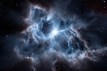 Wall Mural - Bright star formation within a cosmic nebula in deep space revea