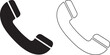 © Mridul - Black and white telephone receiver icons for communication and contact information needs