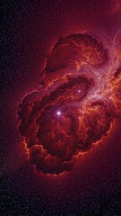 Wall Mural - A mesmerizing cosmic nebula with fiery red and purple hues, captured from a wide-angle perspective, resembling a sci-fi video scene. Live mobile wallpaper.